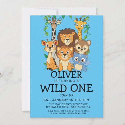 Safari Wild 1st Birthday Invitations