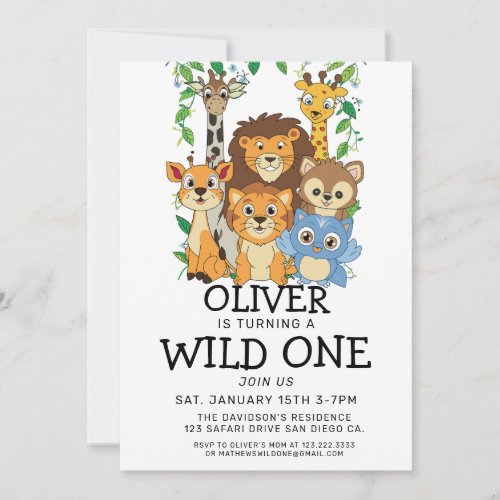 Safari Wild 1st Birthday Invitations