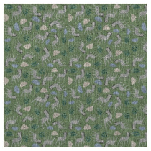 Safari wild animal natural linen 54 inches green fabric