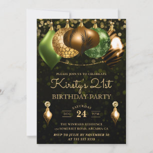 Safari Wild Animal Print Baubles 21st Birthday Invitation