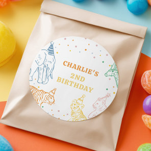 Safari Wild Animals 2nd Birthday Classic Round Sticker