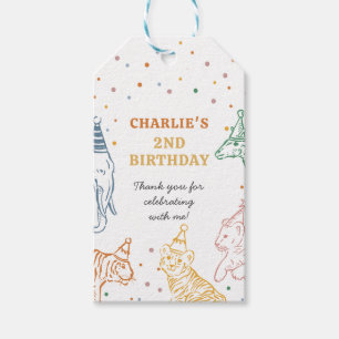 Safari Wild Animals 2nd Birthday Gift Tags