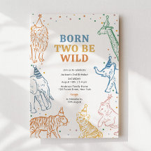 Safari Wild Animals 2nd Birthday Invitation
