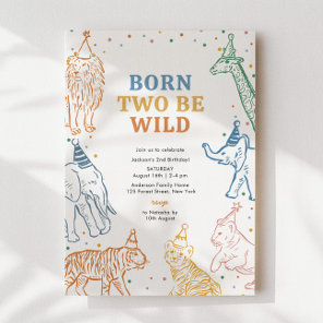 Safari Wild Animals 2nd Birthday Invitation