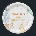 Safari Wild Animals 2nd Birthday Paper Plates<br><div class="desc">Make your little one's 2nd birthday party unforgettable with this delightful safari animal birthday party plate. Each animal is adorned with a cute party hat,  enhancing the celebratory vibe.</div>