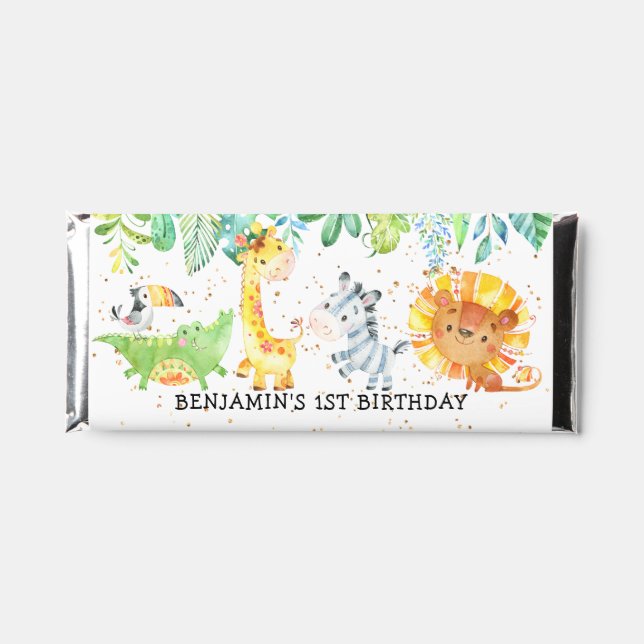 Safari Wild Animals Birthday Hershey Bar Favor (Front)
