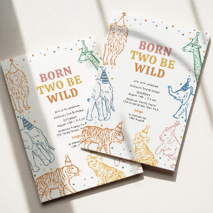 Safari Wild Animals Girl 2nd Birthday Invitation