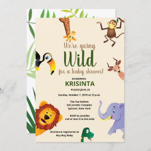 Safari Wild Animals Greenery Baby Shower Invitation