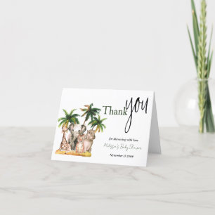 Safari Wild Animals Tropical Baby Shower Letterpress Thank You Card
