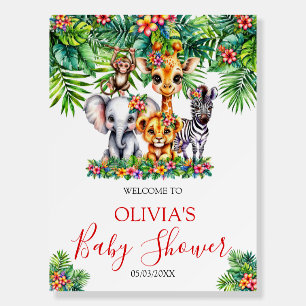 Safari Wild Animals Welcome Baby Shower Sign