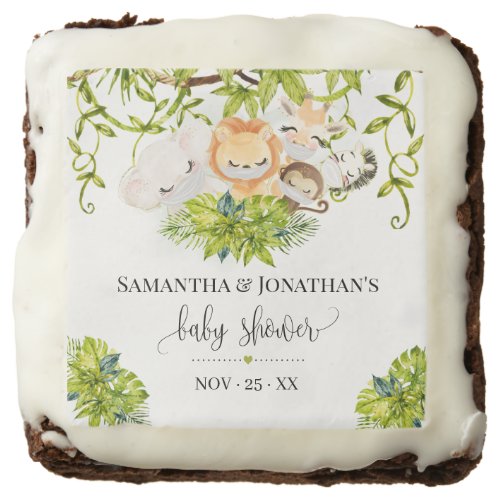 Safari Wild Baby Animals Baby Shower Favor Brownie