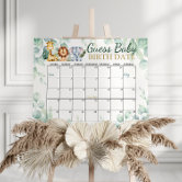 Safari Baby Shower Guess Due Date Calendar Poster Zazzle