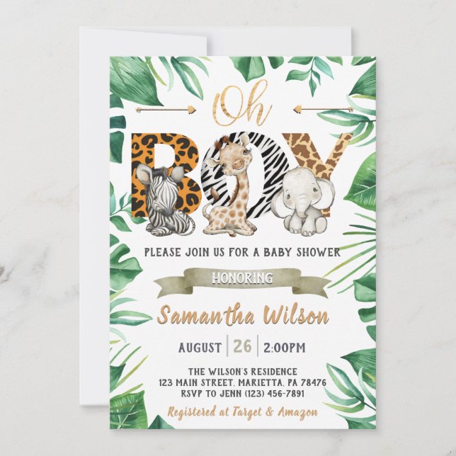 Safari Wild Baby Shower Party Invitation (Front)
