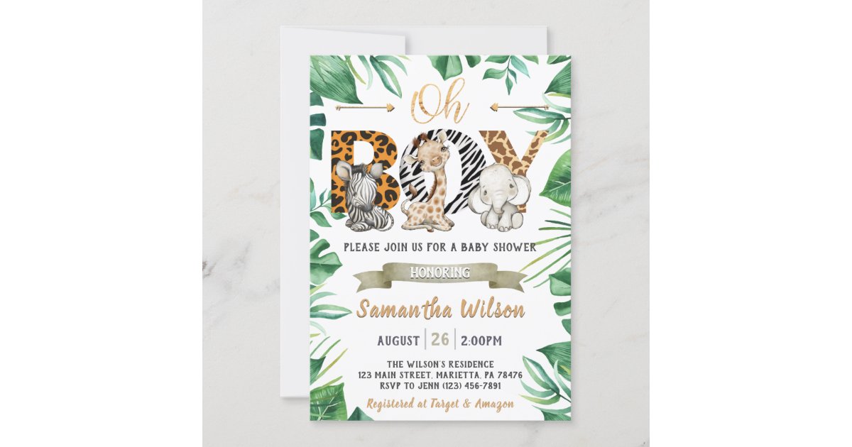 Safari Wild Baby Shower Party Invitation Zazzle