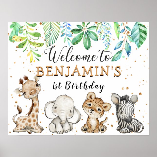 Safari Wild Birthday Party Poster (Front)