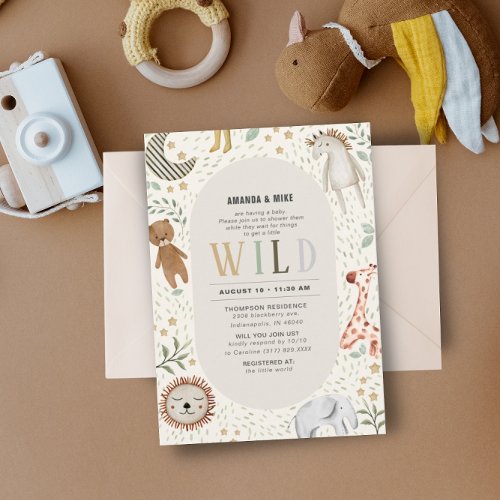 Safari Wild Gender Neutral Baby Shower Invitation