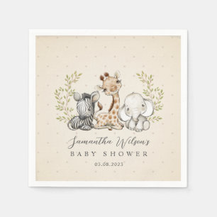 Safari Wild Giraffe Zebra Elephant Baby Shower Napkins
