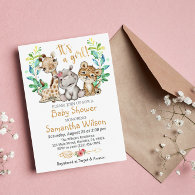 Safari Wild Girl Baby Shower Invitation