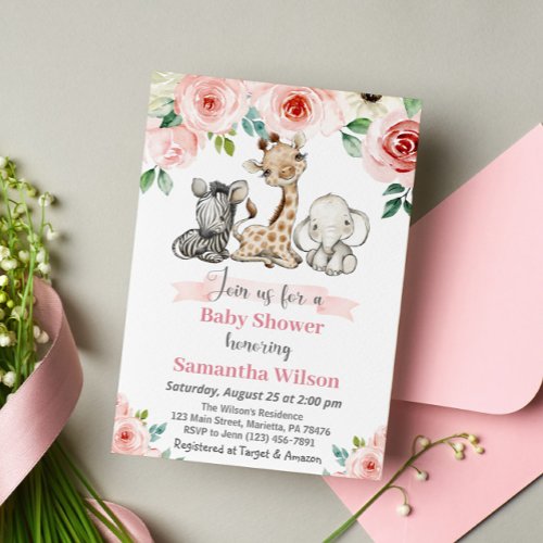 Safari Wild Girl Baby Shower Invitation