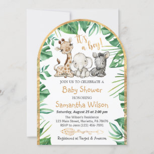 Safari Wild It's a Boy Baby Shower Invitation