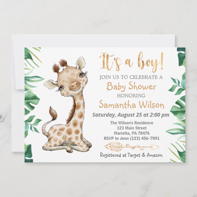 Safari Wild It's a Boy Baby Shower Invitation (Front)