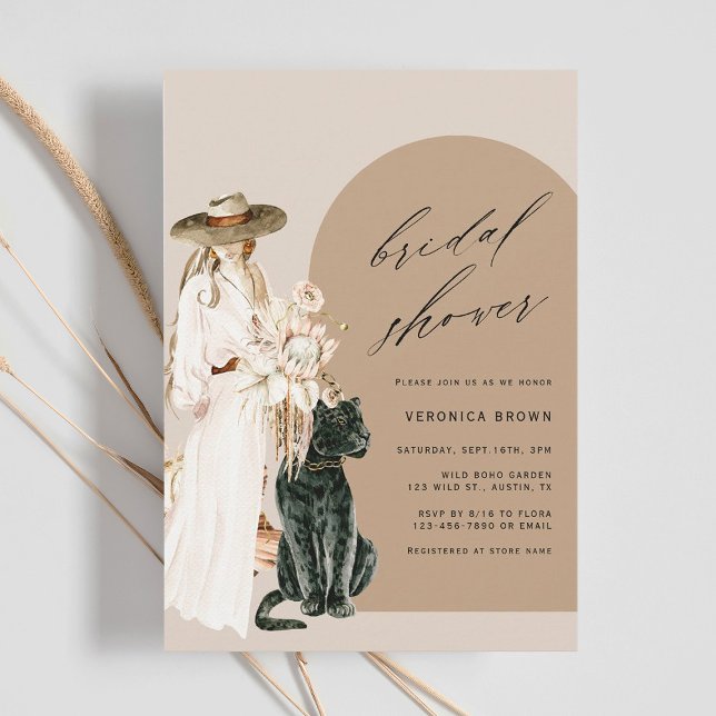 Safari Wild Leopard Boho Lady Bridal Shower Invitation (Creator Uploaded)