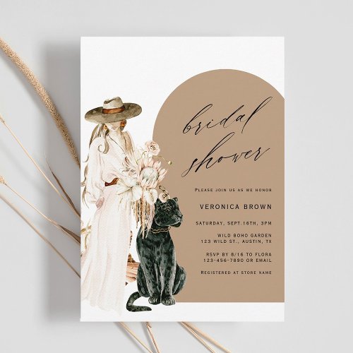 Safari Wild Leopard Boho Lady Bridal Shower Invitation