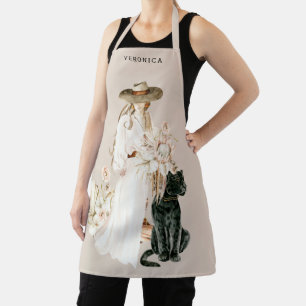Safari Wild Leopard Boho Lady Personalized Beige Apron