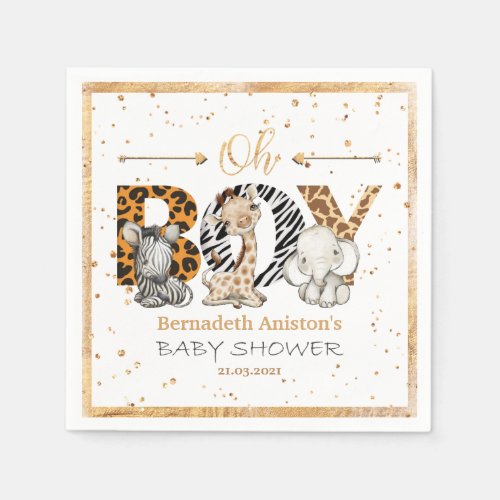 Safari Wild Oh Boy Baby Shower Napkins