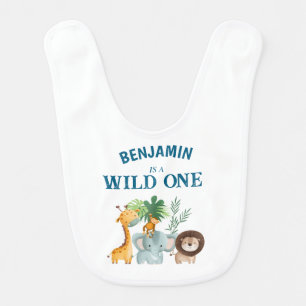 Safari Wild One 1st Birthday Baby Bib