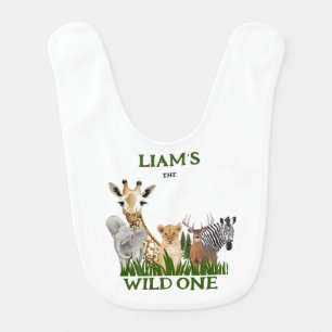 Safari Wild One 1st Birthday Baby Bib