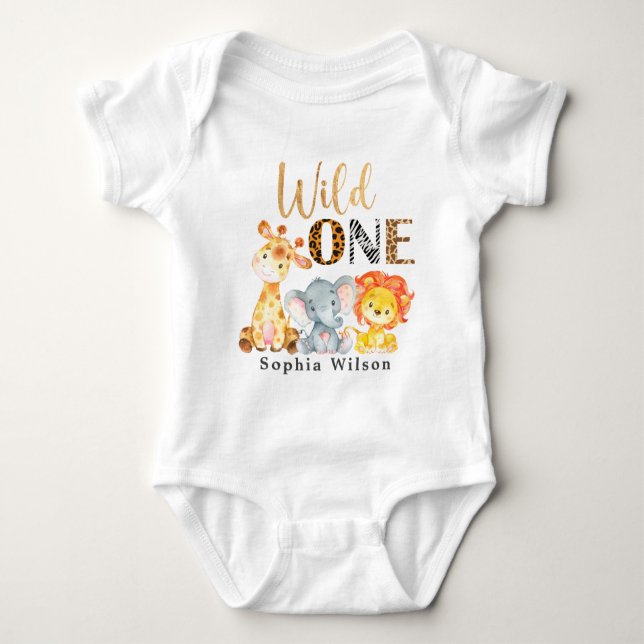 Safari Wild One 1st Birthday Baby Bodysuit (Front)