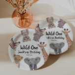 Safari Wild One 1st Birthday Boy  Paper Plates<br><div class="desc">Cute Safari baby animals baby 1st birthday paper plates. Original artwork by Komila Y.</div>