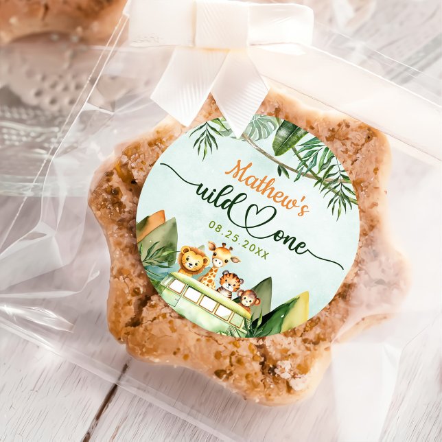 Safari Wild One 1st Birthday Classic Round Sticker (Creator Uploaded)