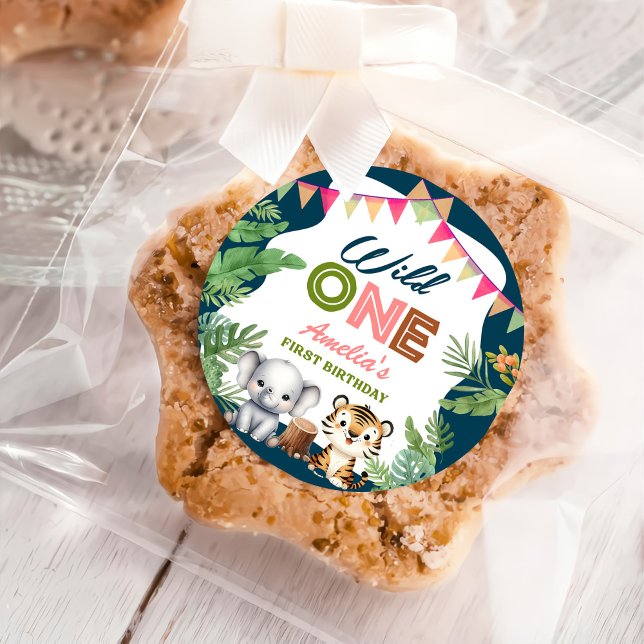 Safari Wild One 1st Birthday Classic Round Sticker (Creator Uploaded)