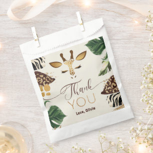 Safari Wild One 1st Birthday gold thank you Favor Bag
