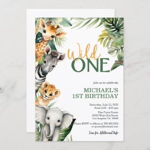 Safari Wild One 1st Birthday Invitation