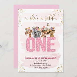 Safari Wild One 1st Birthday Invitation