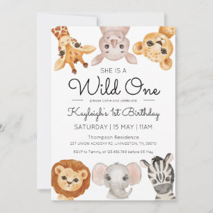 Safari Wild One 1st Birthday Invitation Boy Girl