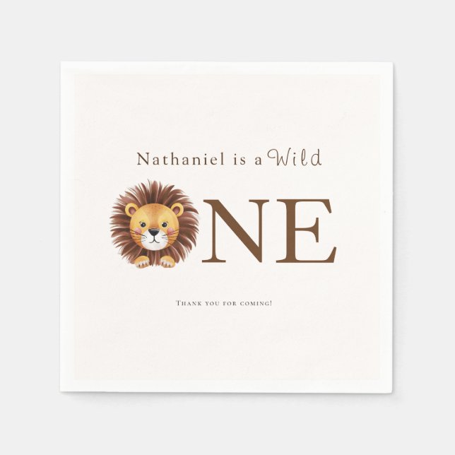 Safari wild one 1st birthday  napkins (Front)