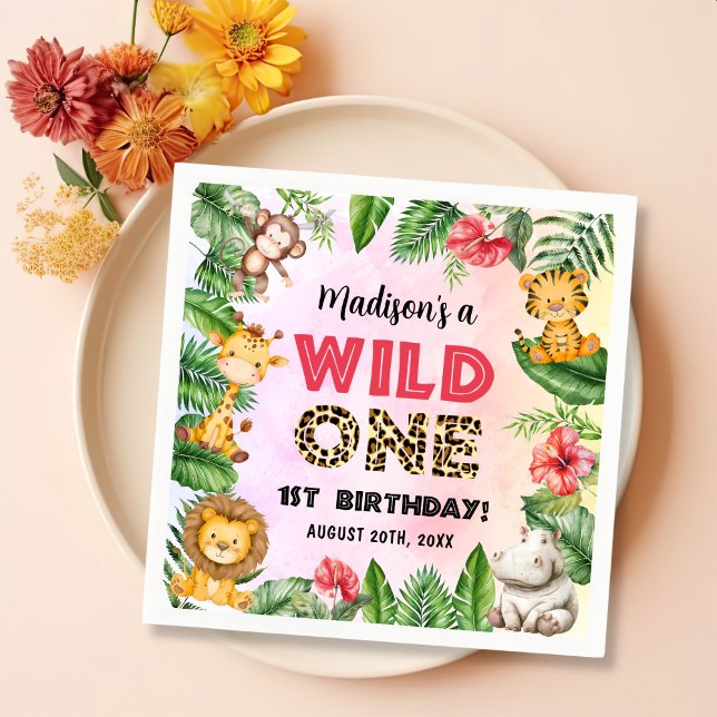 Safari Wild One 1st Birthday Napkins (Creator Uploaded)