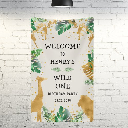 Safari Wild One 1st Birthday Party Ecru Welcome Banner