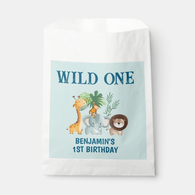Safari Wild One 1st Birthday Party  Favor Bag (Front)