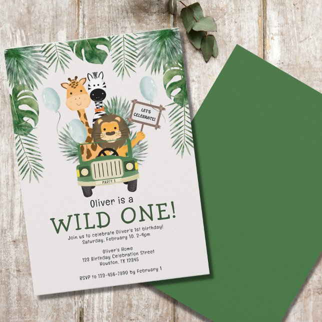 Safari Wild One 1st Birthday Party Invitation (Creator Uploaded)