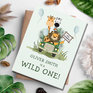 Safari Wild One 1st Birthday Party Invitation Postcard