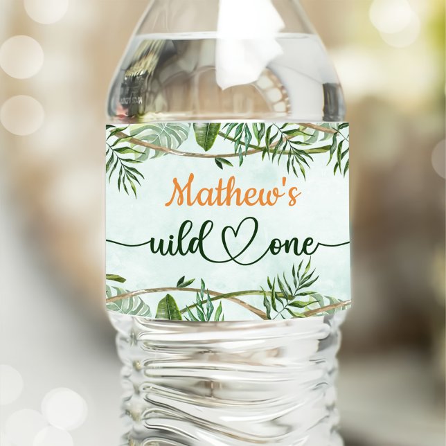 Safari Wild One 1st Birthday Water Bottle Label (Creator Uploaded)