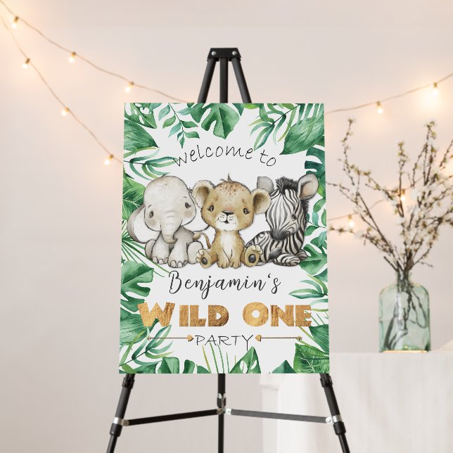 Safari Wild One 1st Birthday Welcome  Foam Board (In Situ (Stand))