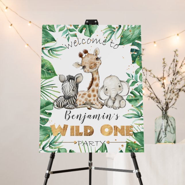 Safari Wild One 1st Birthday Welcome  Foam Board (In Situ (Stand))