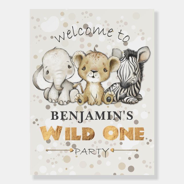 Safari Wild One 1st Birthday Welcome  Foam Board (Front)