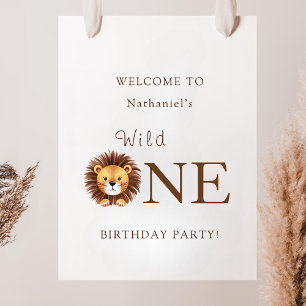 Safari wild one 1st birthday welcome sign